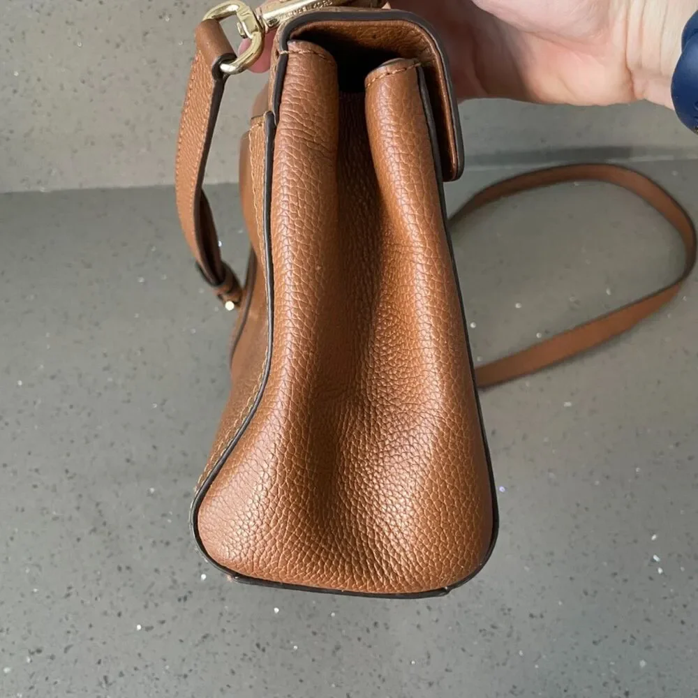 Michael Kors Mini Bag Karson Satchel Woven Brown Yellow Leather crossbody